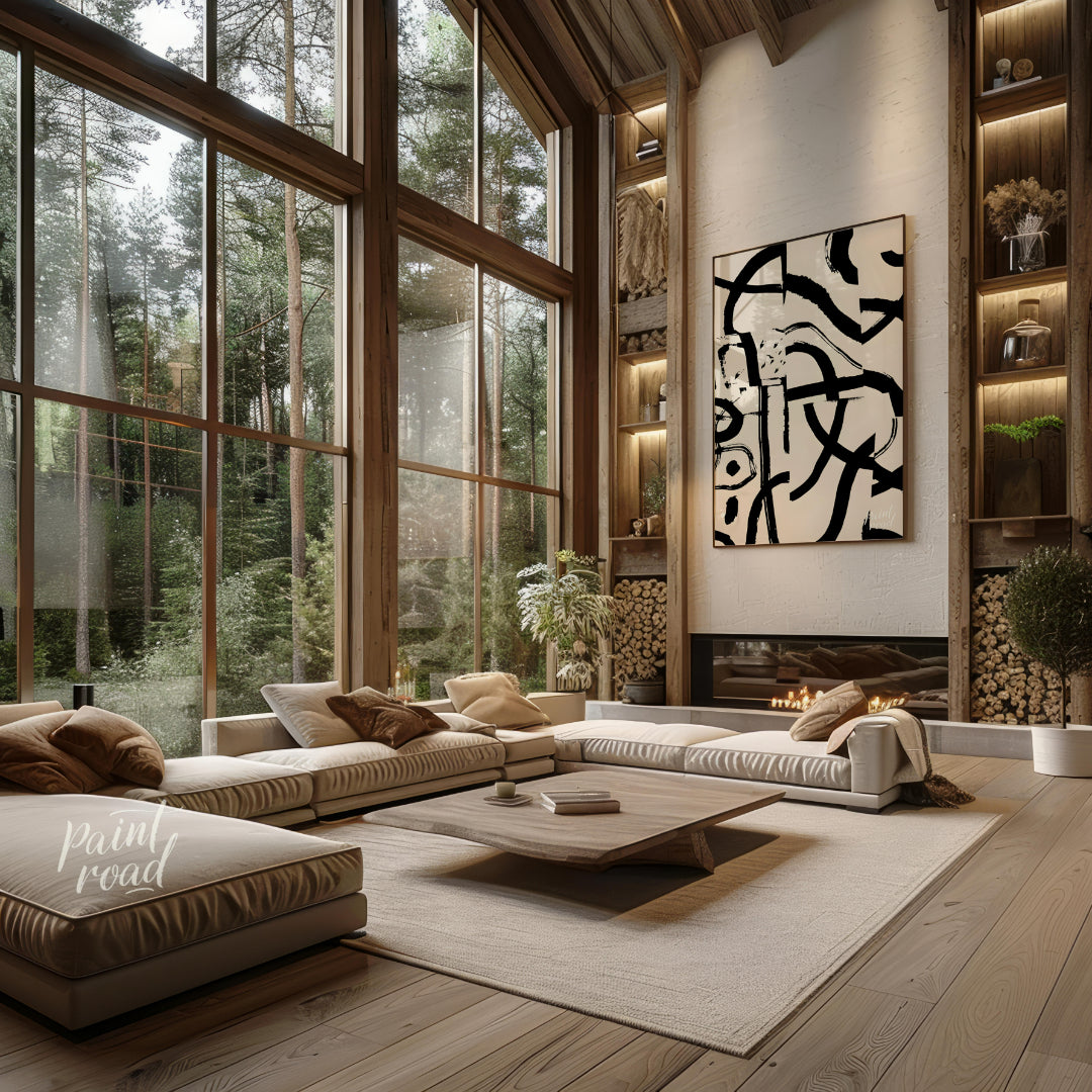 """Ink Fragment Collage"" presents a dynamic abstract composition created from fragmented sections … for living room