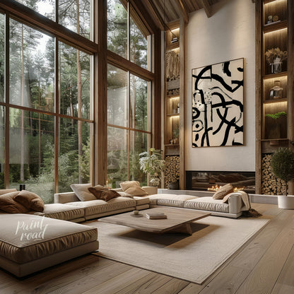 """Ink Fragment Collage"" presents a dynamic abstract composition created from fragmented sections … for living room