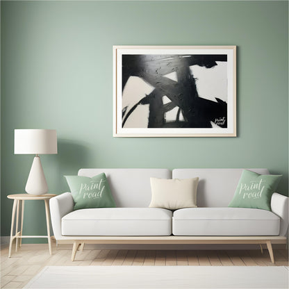 " ""Ink Impact"" presents a dynamic abstract composition with bold black strokes against a light ba… for living room