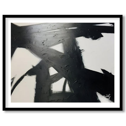 " ""Ink Impact"" presents a dynamic abstract composition with bold black strokes against a light ba… for space