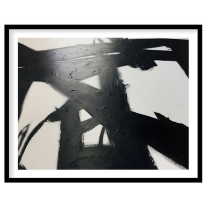 " ""Ink Impact"" presents a dynamic abstract composition with bold black strokes against a light ba… for space