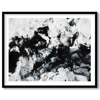 """Ink Nebula"" presents an abstract composition with a dynamic interplay of black ink against a li… for house