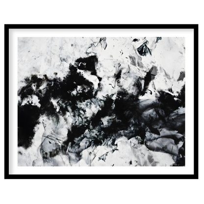 """Ink Nebula"" presents an abstract composition with a dynamic interplay of black ink against a li… for house