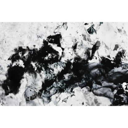 """Ink Nebula"" presents an abstract composition with a dynamic interplay of black ink against a li… for living room