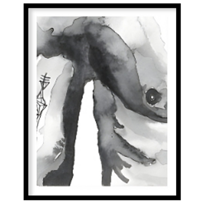 """Ink Torso"" presents a minimalist figure study rendered in delicate washes of gray ink against a… for sanctuary