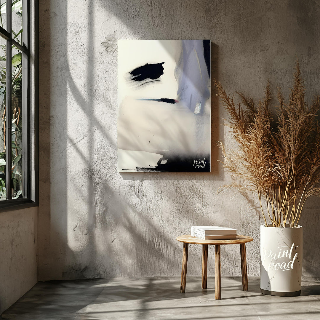 """Ink Veil"" presents an abstract composition with a focus on fluid ink washes and delicate color … for other