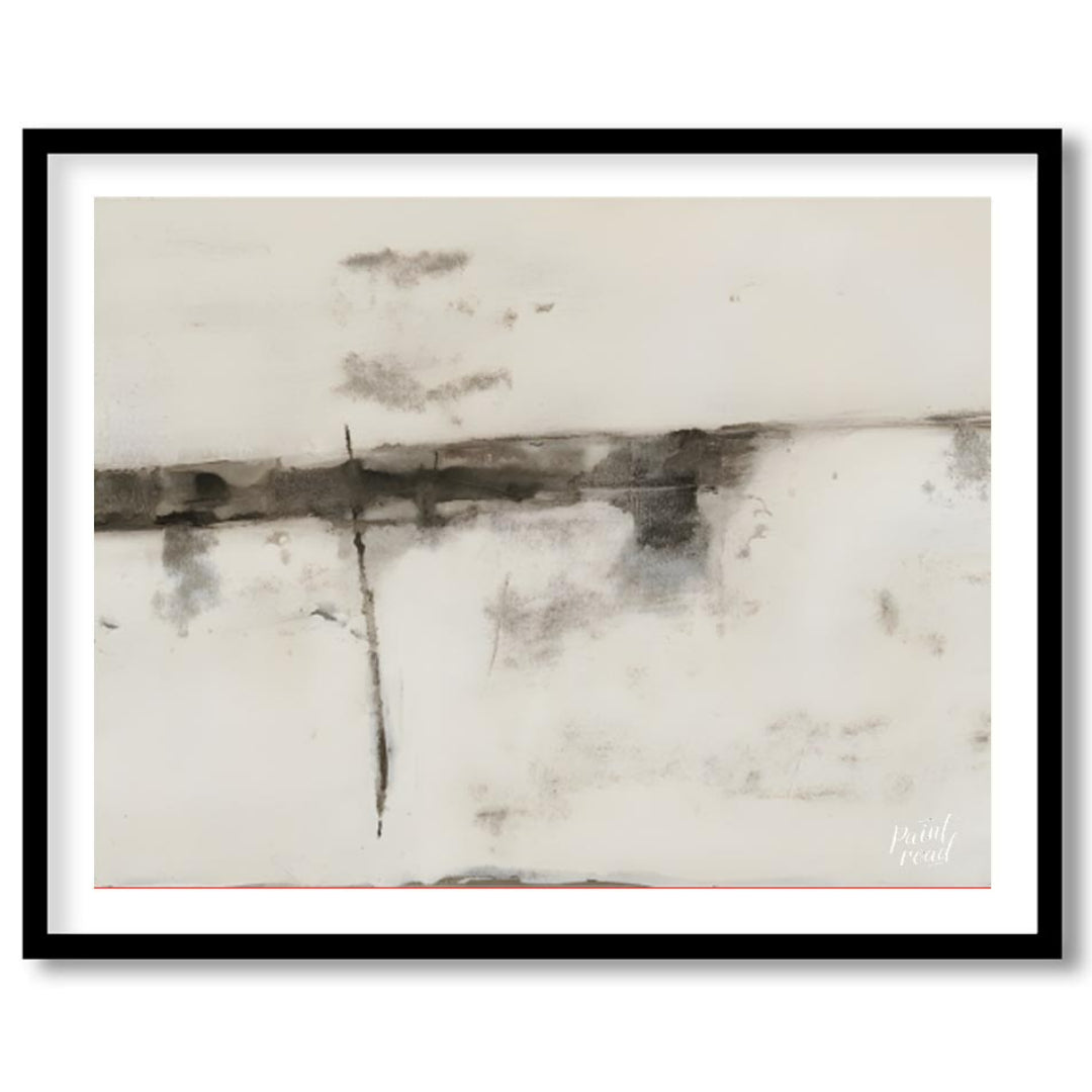"""Ink Veils"" presents a minimalist composition of soft, diffused ink marks against a textured, of… for haven