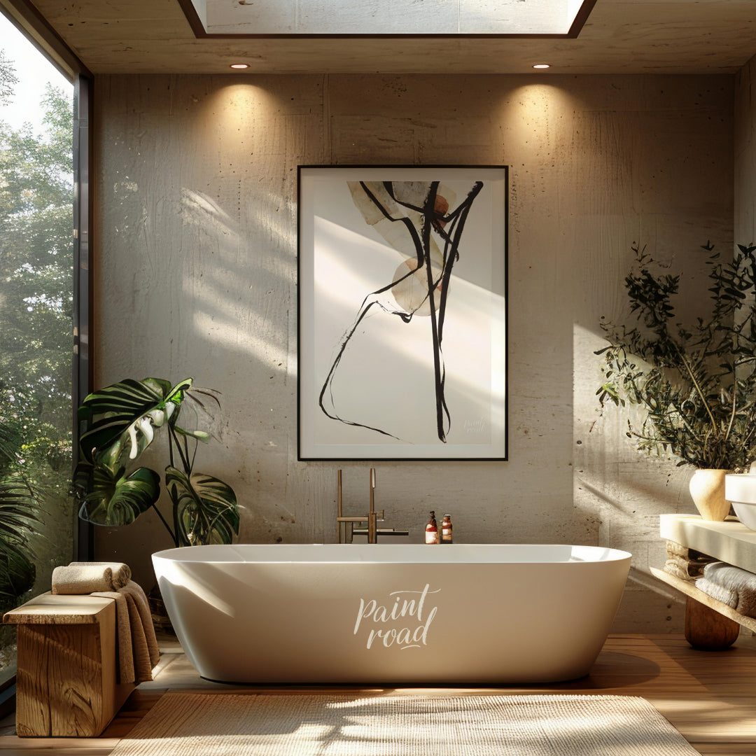 """Intersecting Limbs"" presents an abstract composition with a focus on dynamic lines and fragment… for bathroom