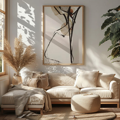 """Intersecting Limbs"" presents an abstract composition with a focus on dynamic lines and fragment… for living room