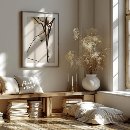 """Intersecting Limbs"" presents an abstract composition with a focus on dynamic lines and fragment… for living room