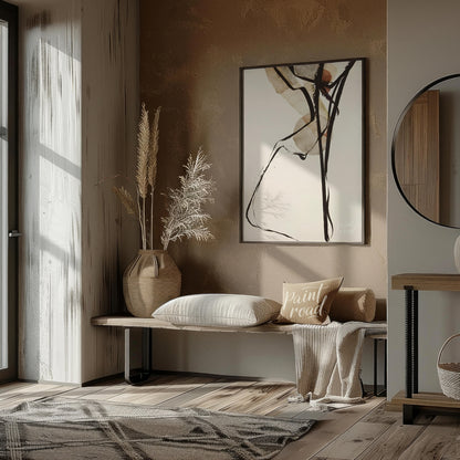"""Intersecting Limbs"" presents an abstract composition with a focus on dynamic lines and fragment… for living room