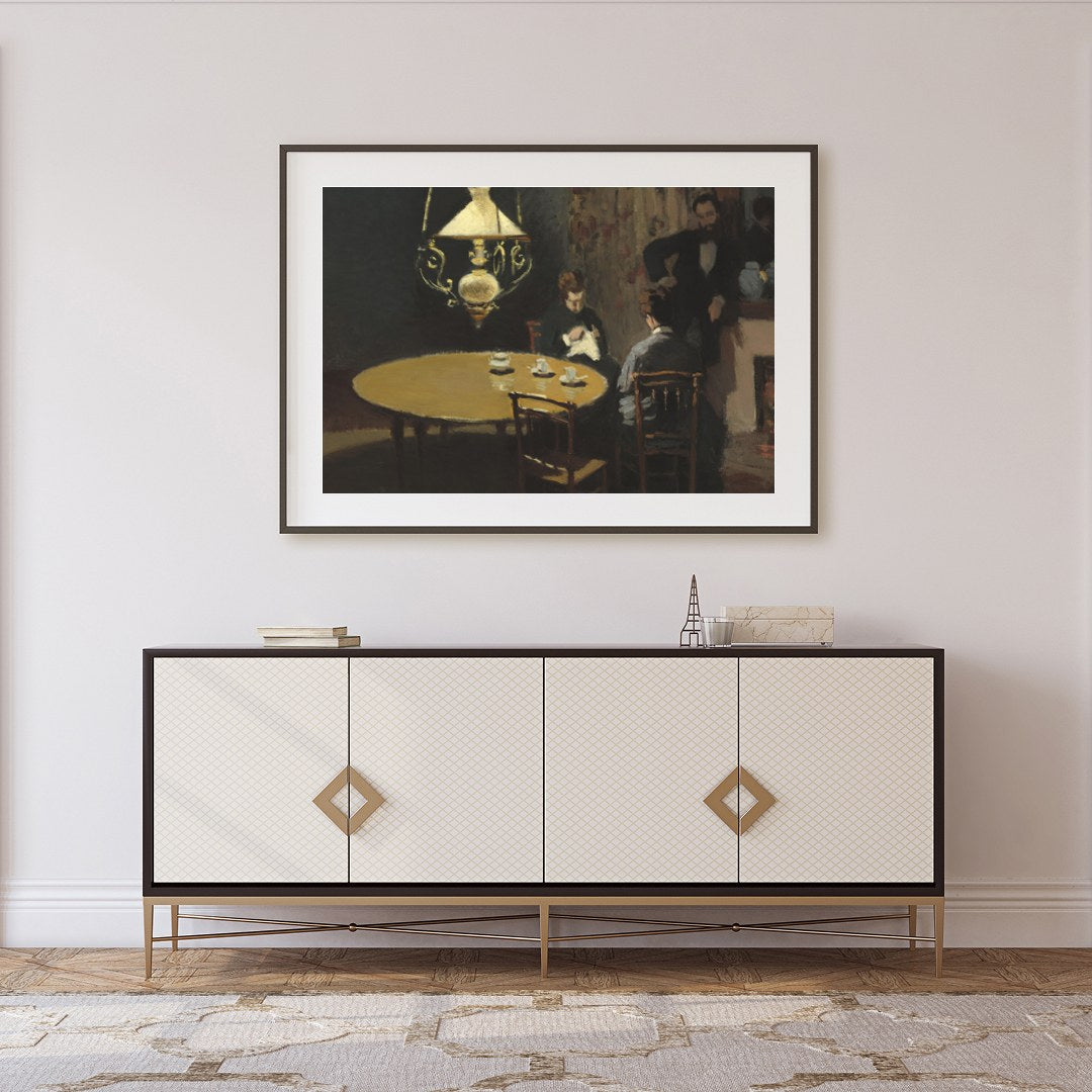 Capture the subtle elegance of a bygone era with this atmospheric artwork, depicting a quiet for Foyer