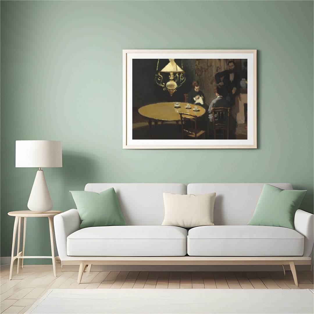 Capture the subtle elegance of a bygone era with this atmospheric artwork, depicting a quiet for Hall