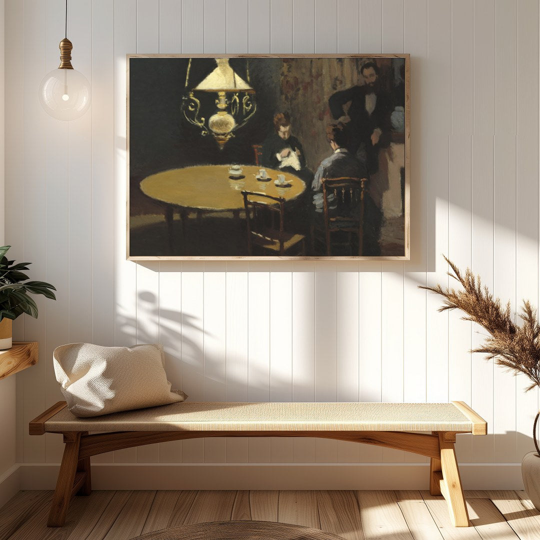 Capture the subtle elegance of a bygone era with this atmospheric artwork, depicting a quiet for Hallway