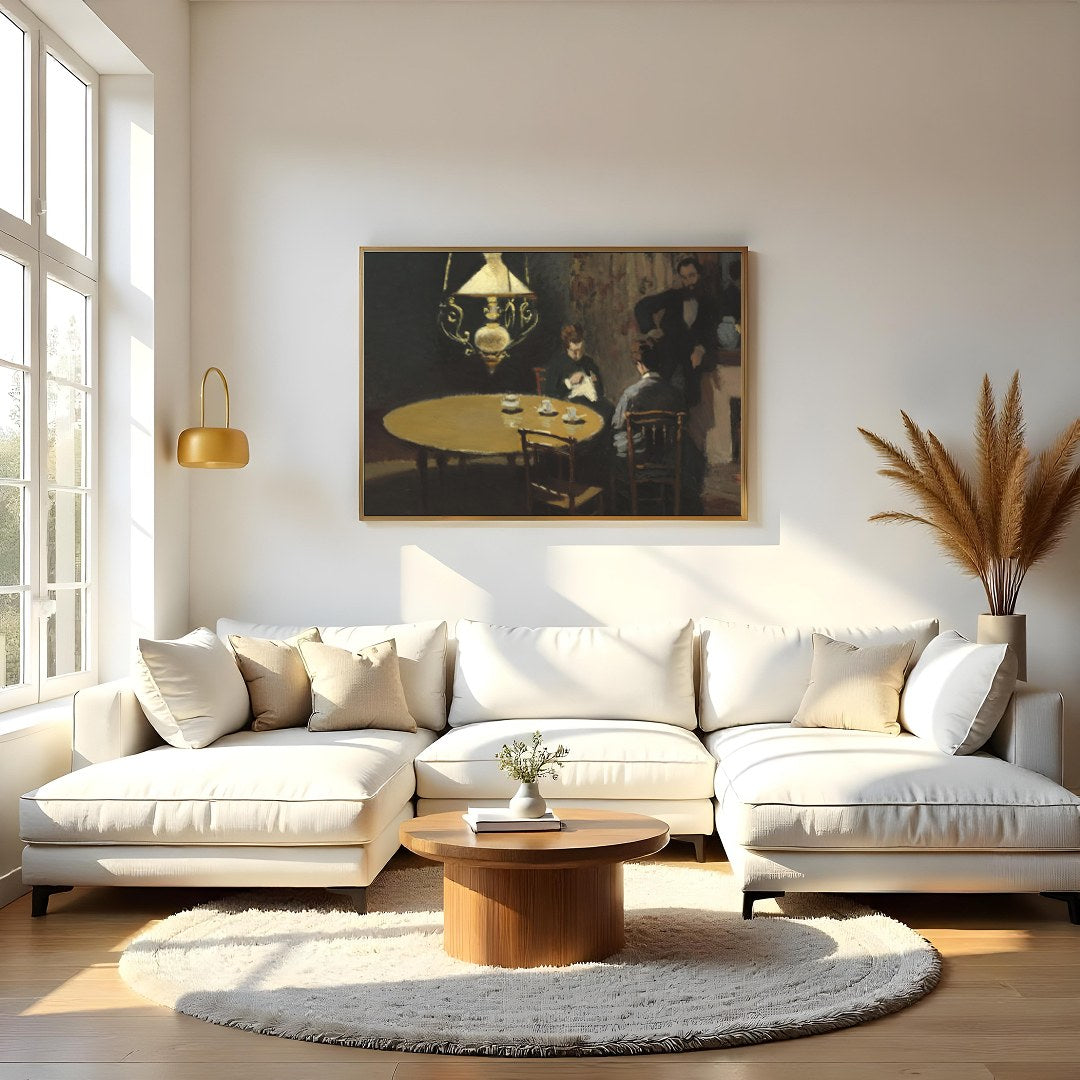 Capture the subtle elegance of a bygone era with this atmospheric artwork, depicting a quiet for Living Room