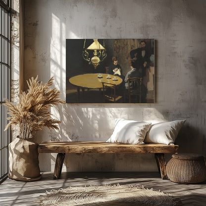 Capture the subtle elegance of a bygone era with this atmospheric artwork, depicting a quiet for Veranda