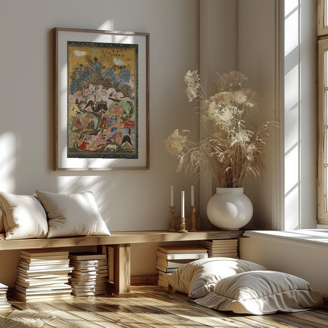 Immerse yourself in the vibrant world of this Persian miniature tapestry, showcasing intricate for lovely-house