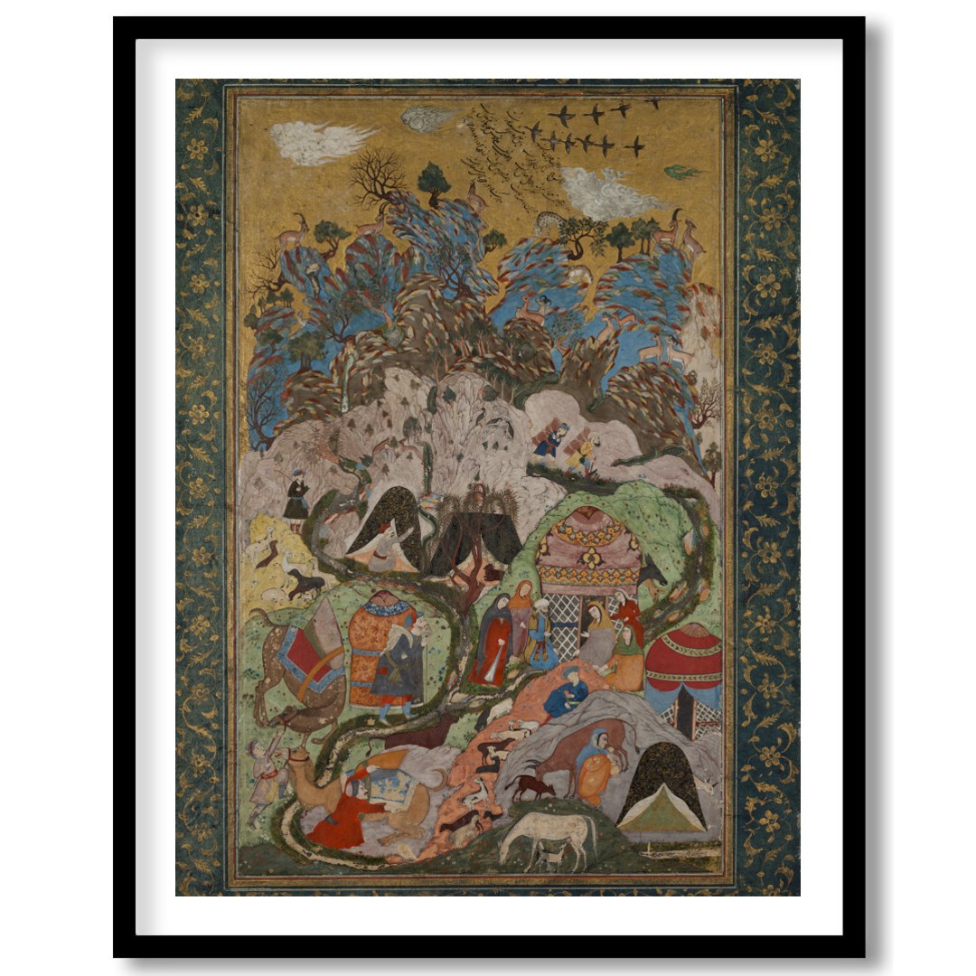 Immerse yourself in the vibrant world of this Persian miniature tapestry, showcasing intricate for place