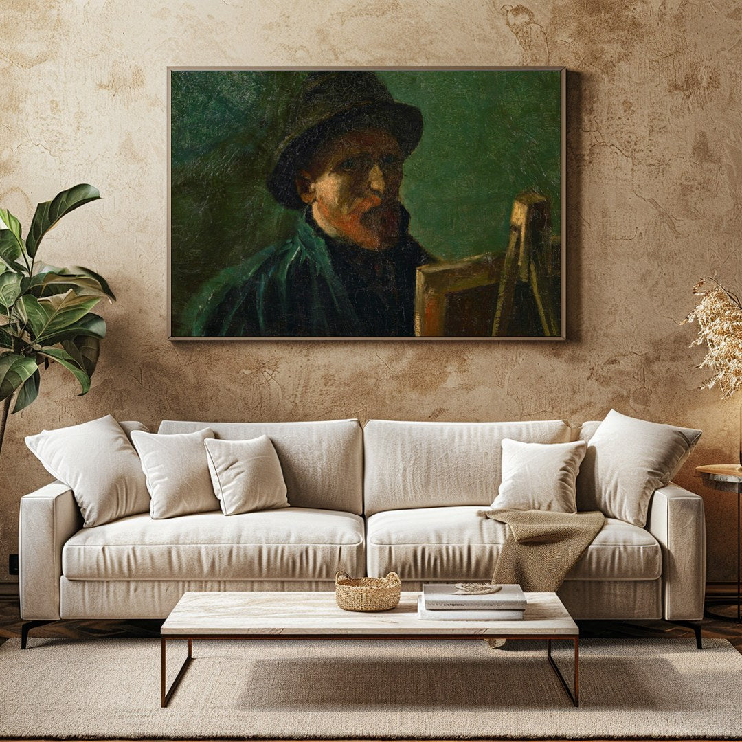 Capture the depth and introspection of creativity with this evocative portrait. The earthy tones for Family Room