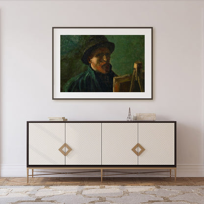 Capture the depth and introspection of creativity with this evocative portrait. The earthy tones for Foyer