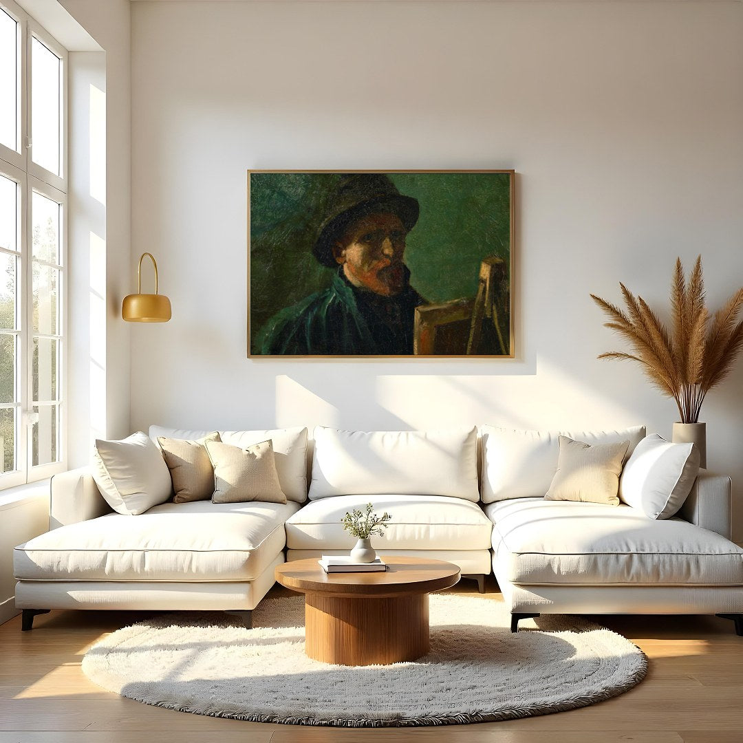 Capture the depth and introspection of creativity with this evocative portrait. The earthy tones for Living Room