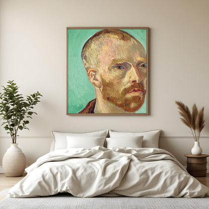 This striking self-portrait showcases the profound introspection and emotional depth typical of for Bedroom