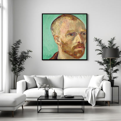 This striking self-portrait showcases the profound introspection and emotional depth typical of for Sitting Area