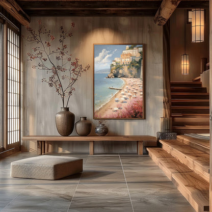 Capture the essence of Mediterranean charm with 'Italian Coastal Bliss.' This stunning artwork for Hall