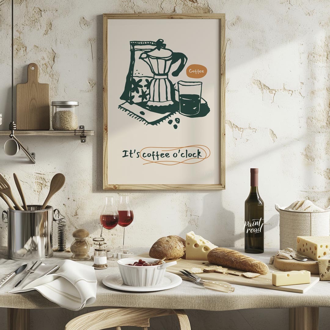 This inviting poster captures the essence of coffee culture with a simple yet elegant line art illu… for kitchen