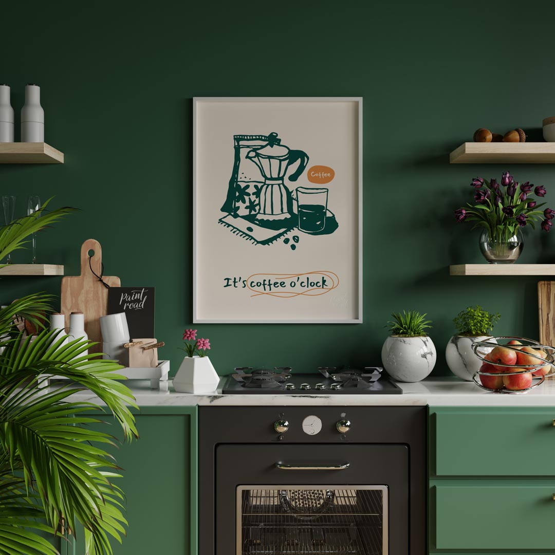 This inviting poster captures the essence of coffee culture with a simple yet elegant line art illu… for kitchen