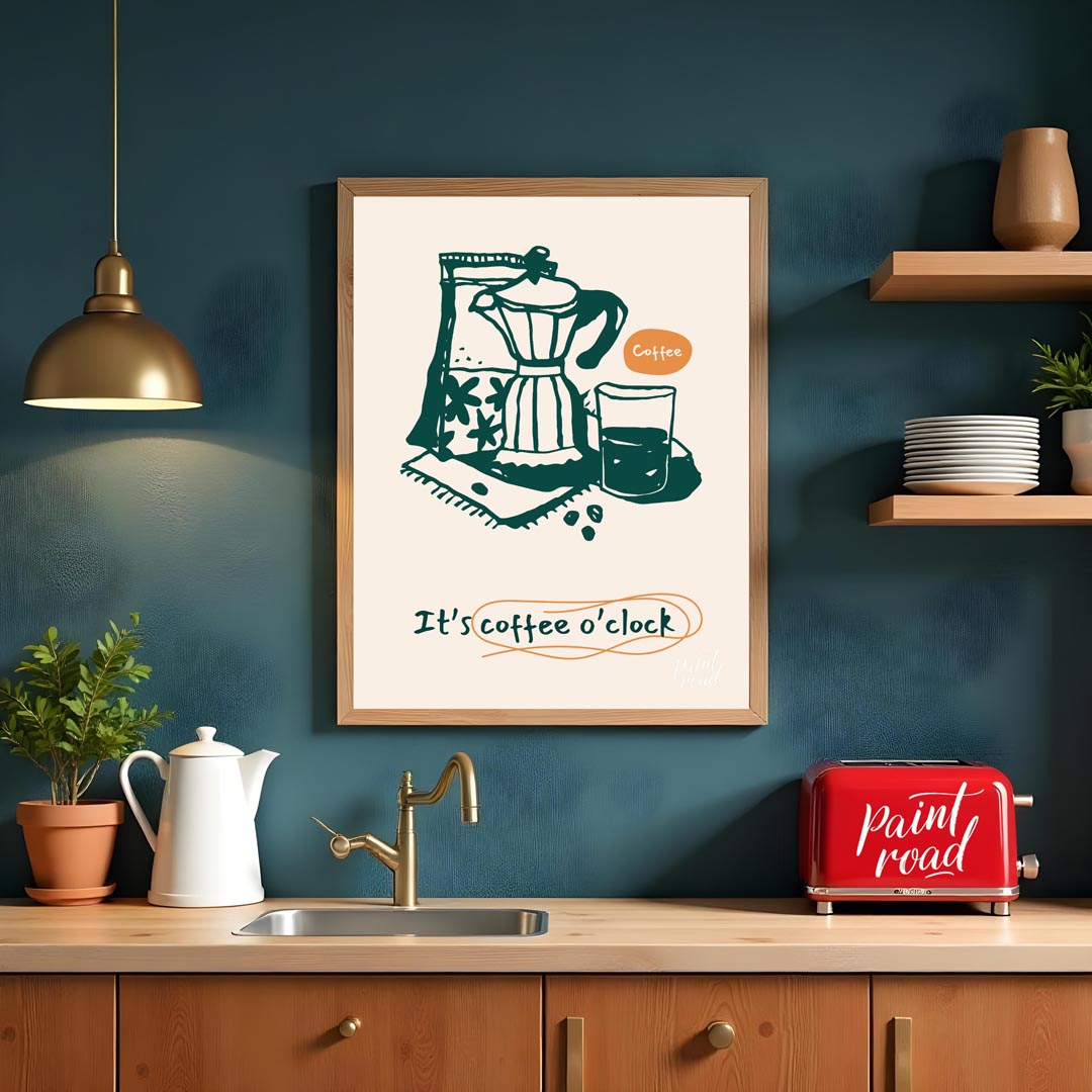 This inviting poster captures the essence of coffee culture with a simple yet elegant line art illu… for kitchen