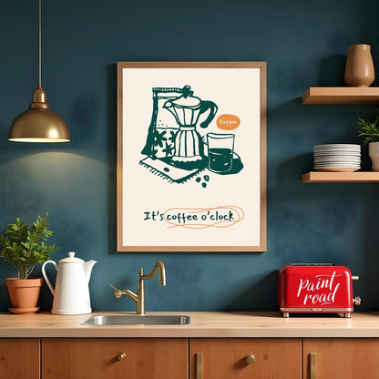 This inviting poster captures the essence of coffee culture with a simple yet elegant line art illu… for kitchen