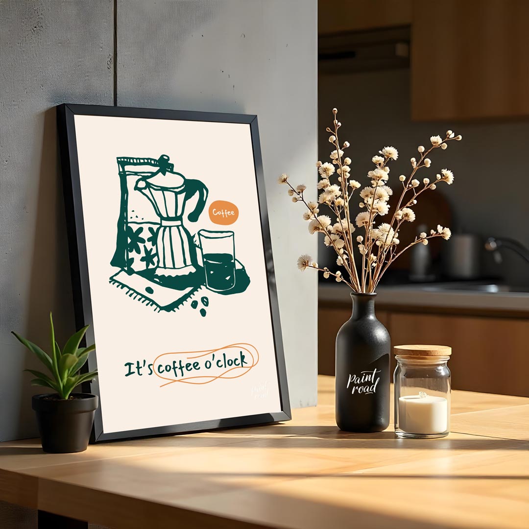 This inviting poster captures the essence of coffee culture with a simple yet elegant line art illu… for kitchen