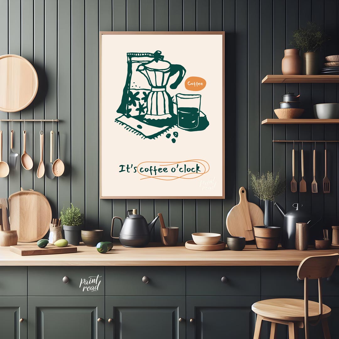 This inviting poster captures the essence of coffee culture with a simple yet elegant line art illu… for kitchen