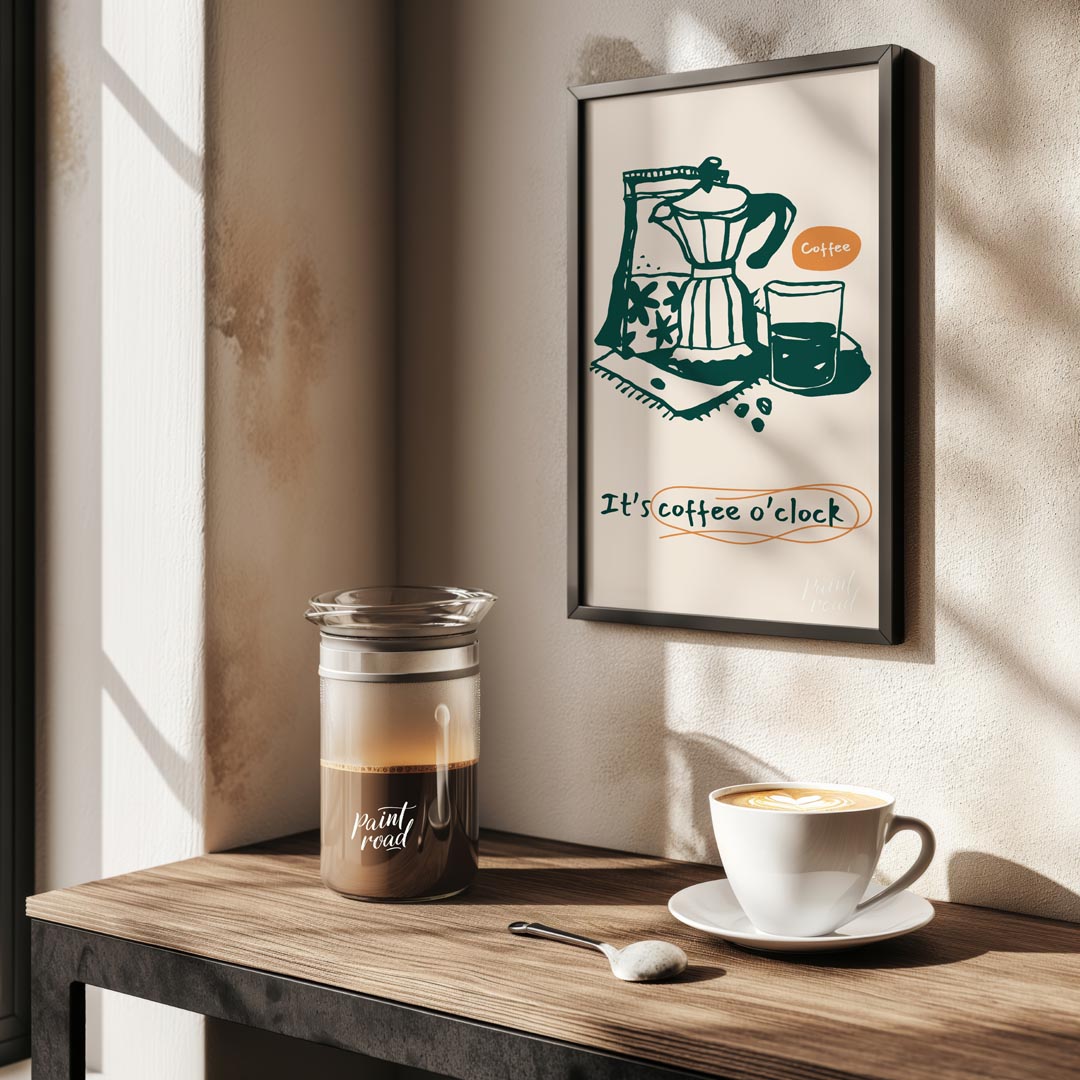 This inviting poster captures the essence of coffee culture with a simple yet elegant line art illu… for kitchen