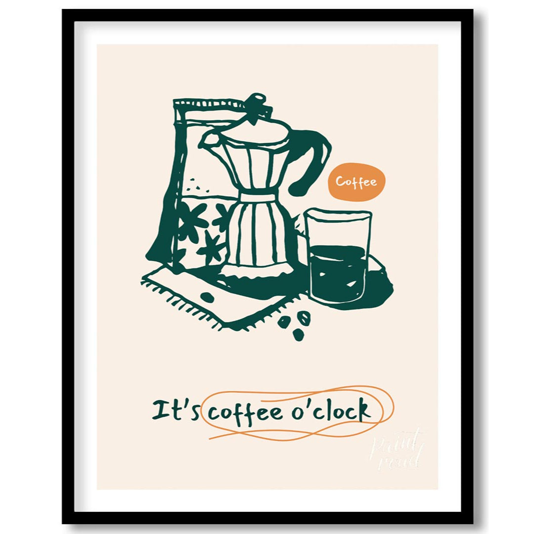 This inviting poster captures the essence of coffee culture with a simple yet elegant line art illu… for space