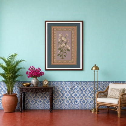 Experience the serene beauty of Mughal art with this exquisite print depicting a sprig of ivory for Entrance