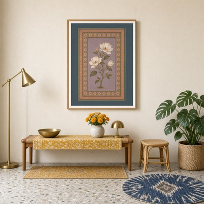 Discover the timeless beauty of Mughal artistry with this captivating botanical piece. Ivory for Entrance