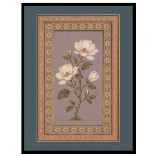 Discover the timeless beauty of Mughal artistry with this captivating botanical piece. Ivory for house