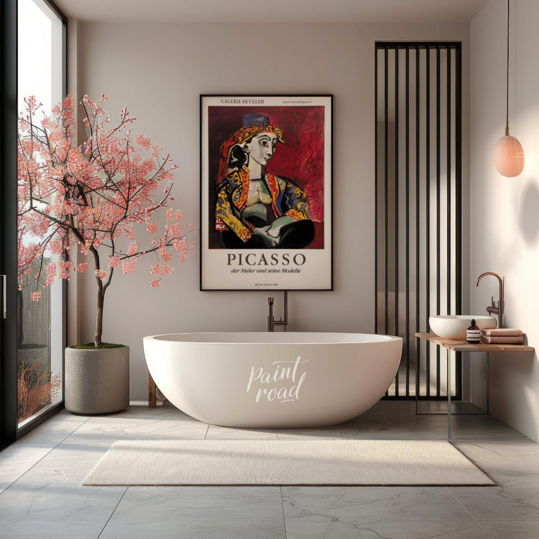 This poster advertises the “PICASSO der Maler und seine Modelle” (Picasso the Painter and his Model… for bathroom