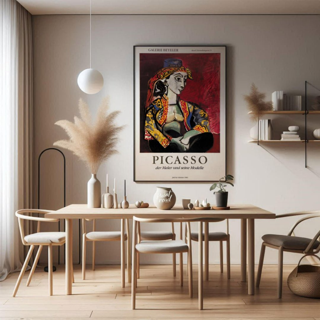 This poster advertises the “PICASSO der Maler und seine Modelle” (Picasso the Painter and his Model… for dining room