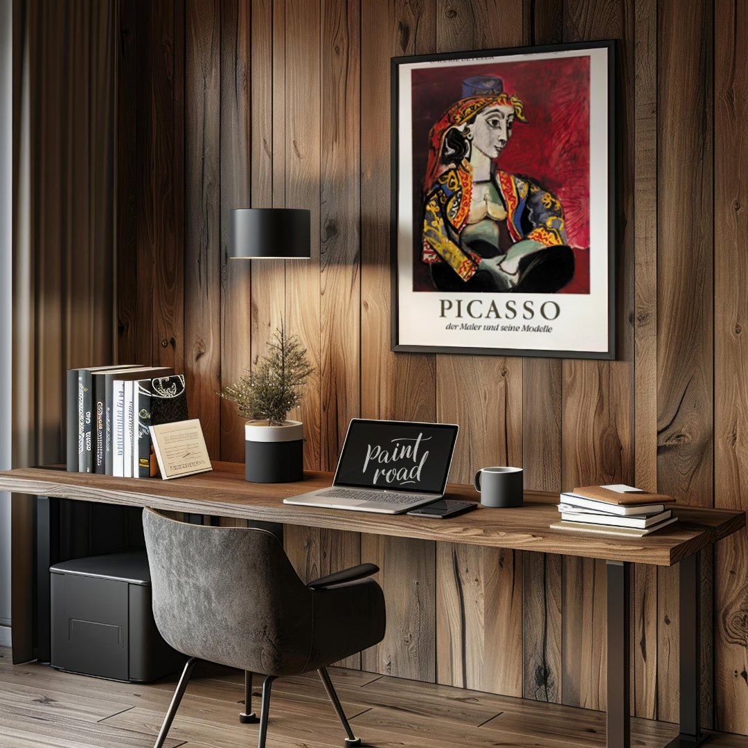 This poster advertises the “PICASSO der Maler und seine Modelle” (Picasso the Painter and his Model… for office
