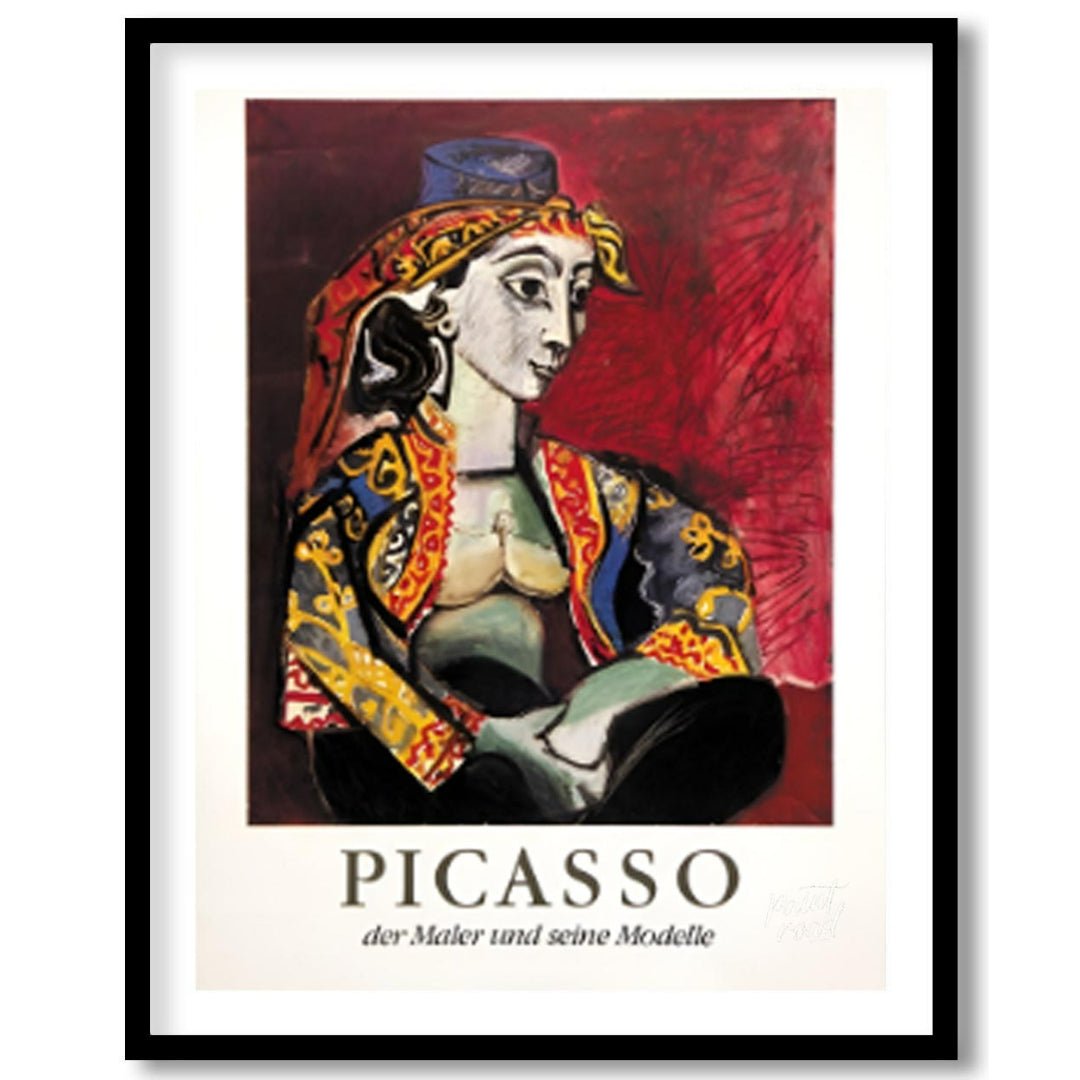 This poster advertises the “PICASSO der Maler und seine Modelle” (Picasso the Painter and his Model… for space