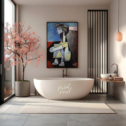 “Jacqueline Kneeling” is another striking portrait by Pablo Picasso of his beloved wife and muse, J… for bathroom