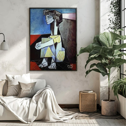 “Jacqueline Kneeling” is another striking portrait by Pablo Picasso of his beloved wife and muse, J… for living room
