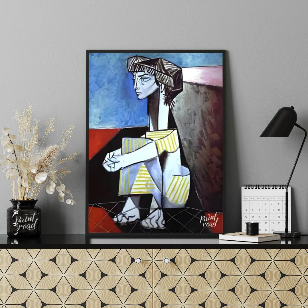 “Jacqueline Kneeling” is another striking portrait by Pablo Picasso of his beloved wife and muse, J… for office