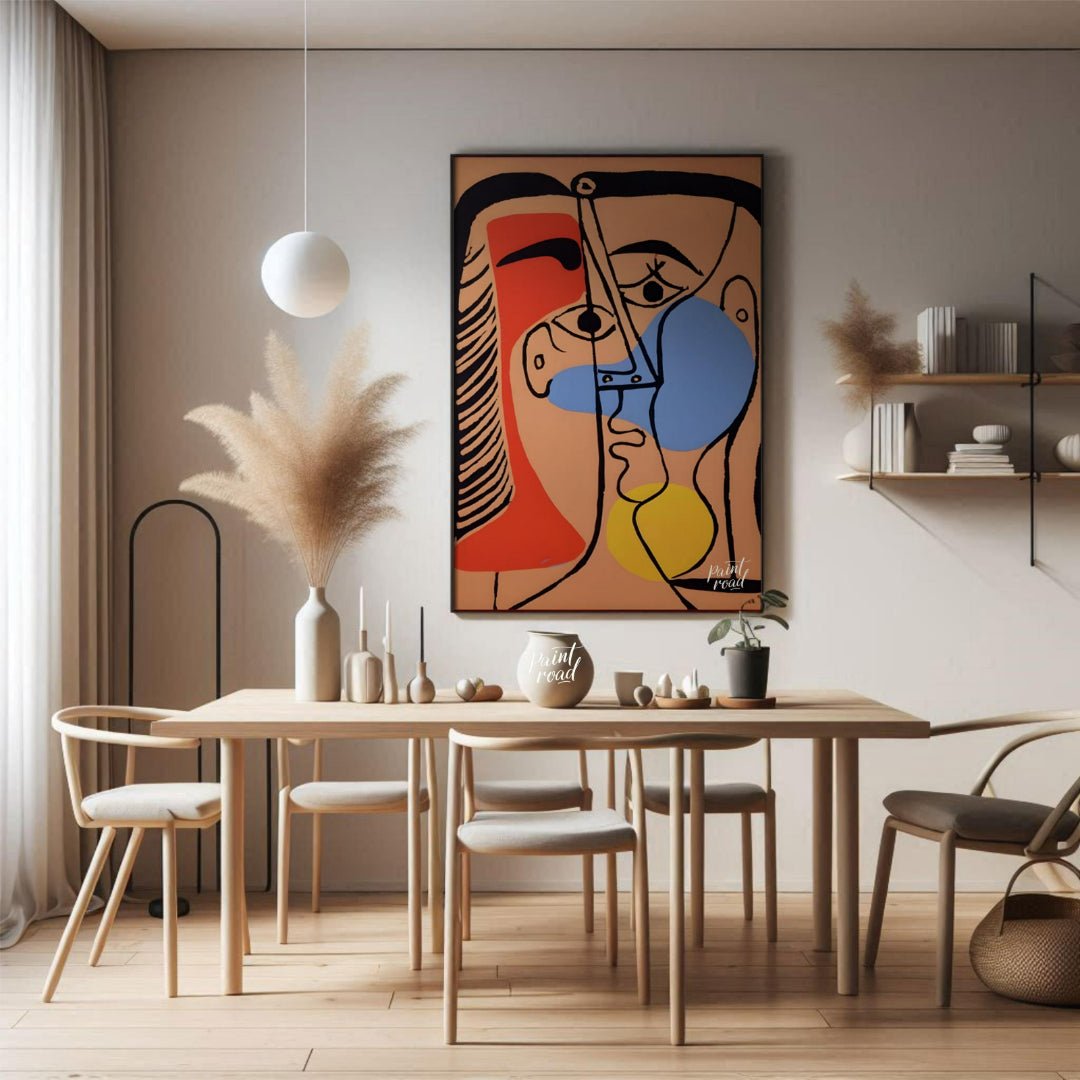 This vibrant and emotionally charged portrait by Pablo Picasso depicts Jacqueline Roque, his second… for dining room