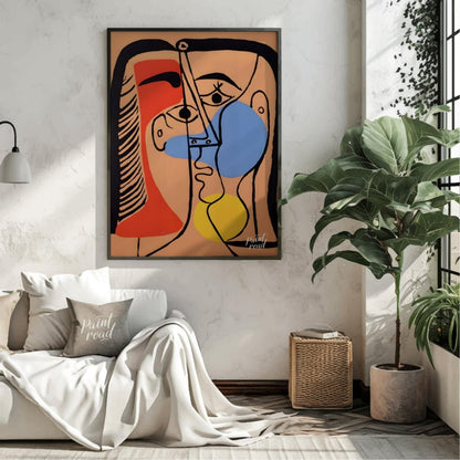 This vibrant and emotionally charged portrait by Pablo Picasso depicts Jacqueline Roque, his second… for living room