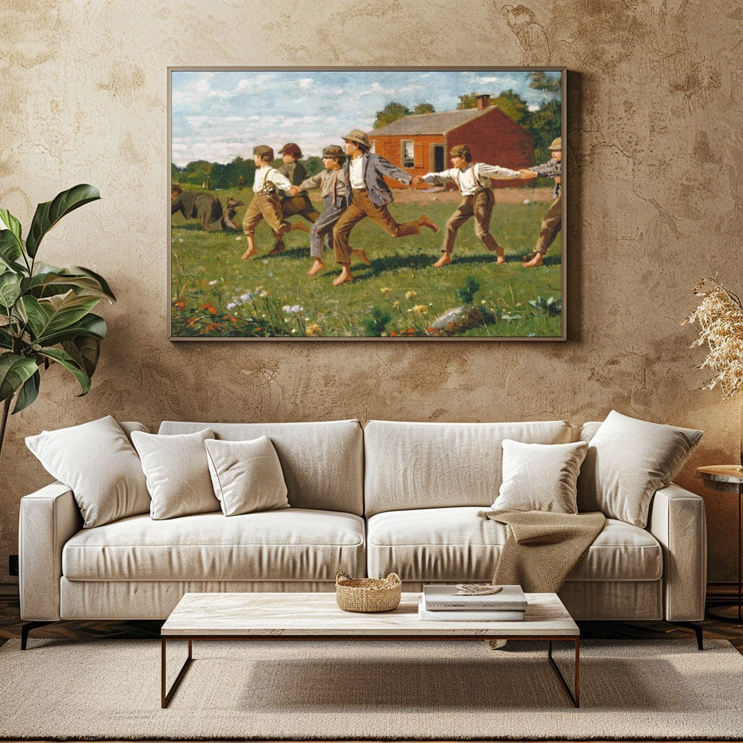 Capture the essence of carefree childhood with this delightful artwork featuring a group of for Family Room