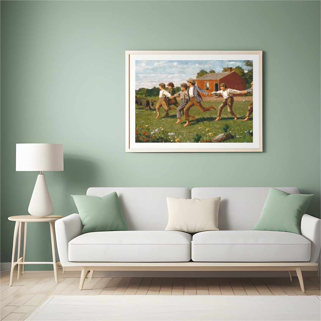 Capture the essence of carefree childhood with this delightful artwork featuring a group of for Hall